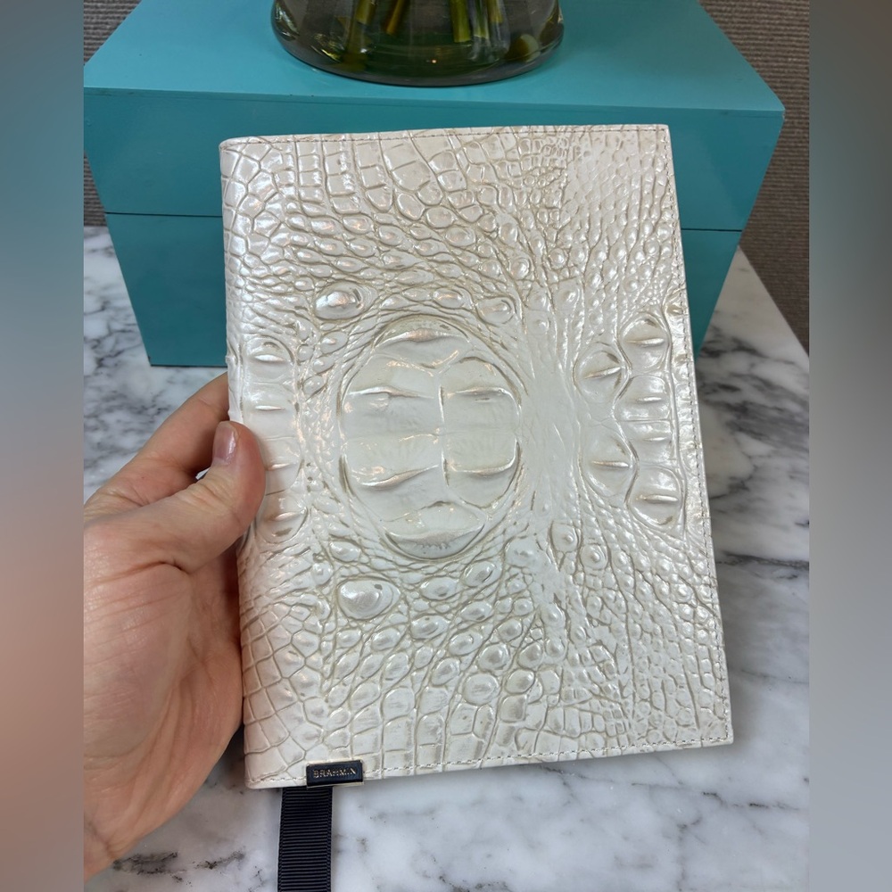 Brahmin Coconut Milk Melbourne Croc Embossed Leather Journal Notebook - NWT